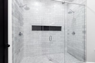 Tiled Shower with Glass Doors